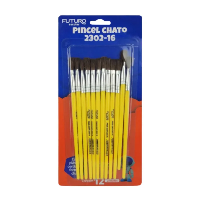 Pincel Chato Futuro 2302-16 com 12 Unidades