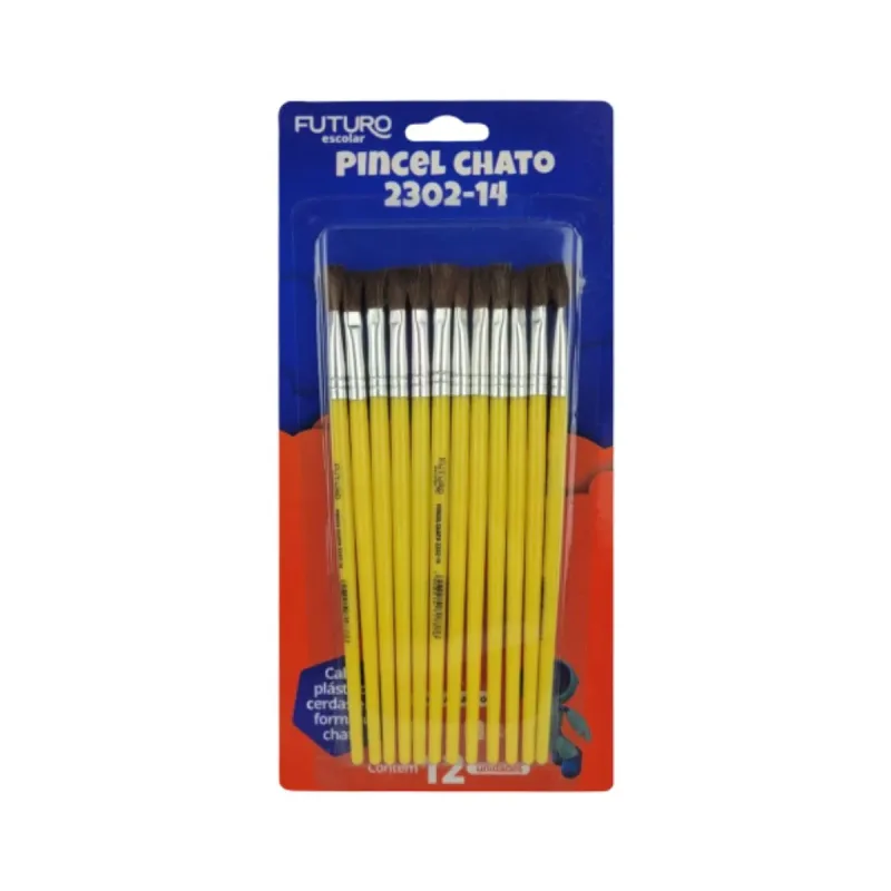 Pincel Chato Futuro 2302-14 com 12 Unidades