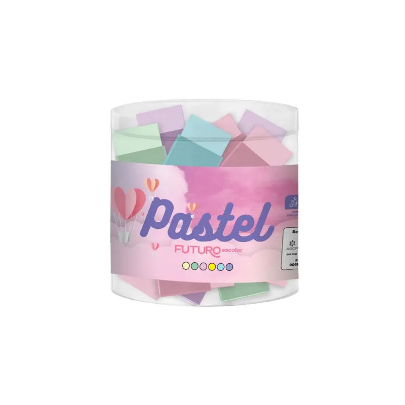 Borracha Colorida com Capa Futuro Pastel com 24 Unidades