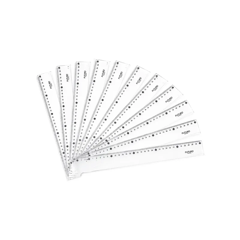 Régua Plástica 30cm Transparente Cristal - 10 Unds - Futuro
