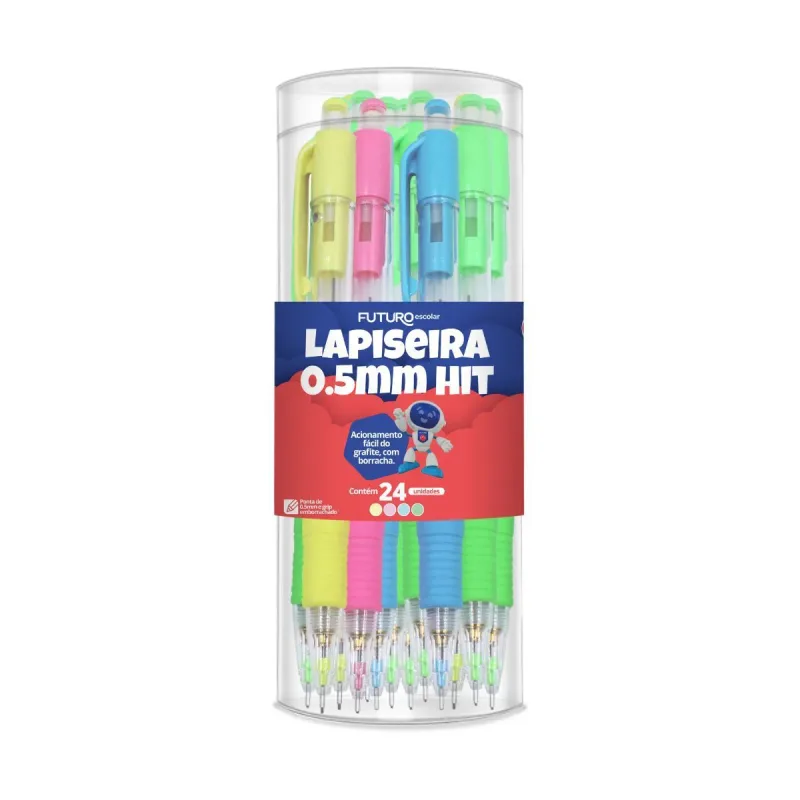 Lapiseira 0.5mm Futuro Hit 4 Cores com 24 Unidades