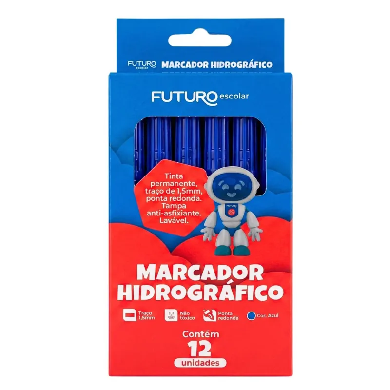 Marcador Hidrografico Futuro Azul com 12 Unidades
