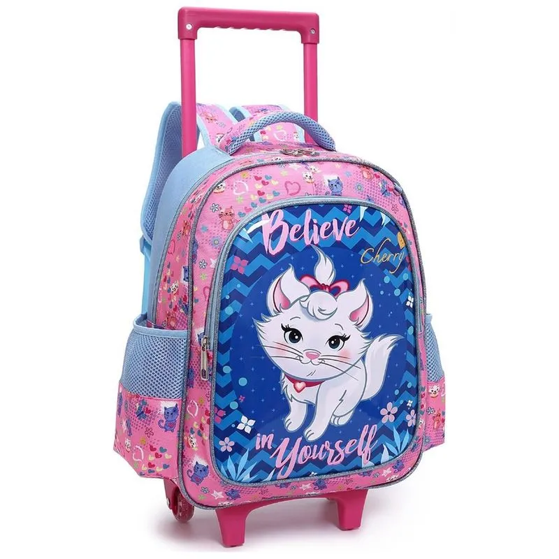 Kit Mochila Com Rodinhas E Lancheira + Estojo Believe Cherry