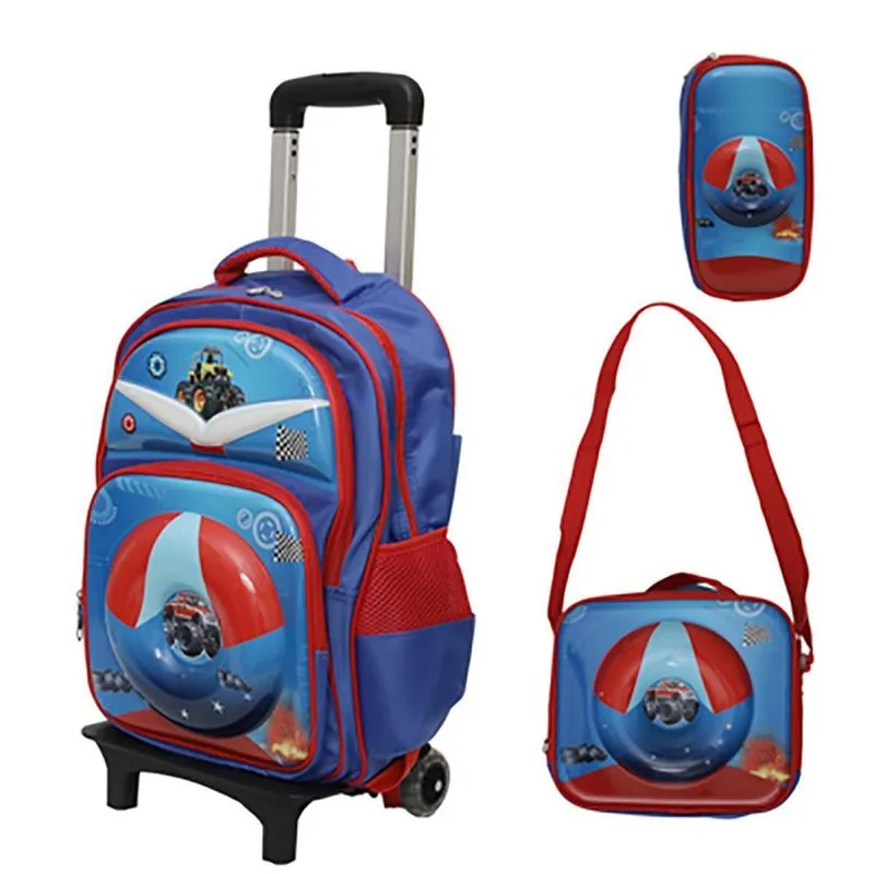 Kit Mochila 3D E Lancheira + Estojo Monster Truck Boia