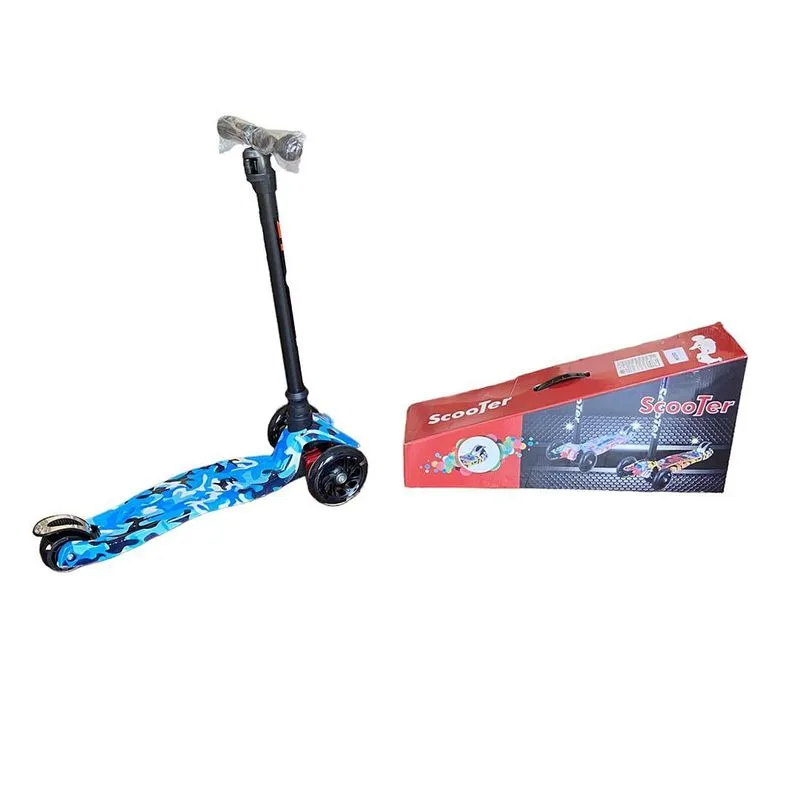 Patinete 3 Rodas Com Leds Altura Ajustável E Base Scooter