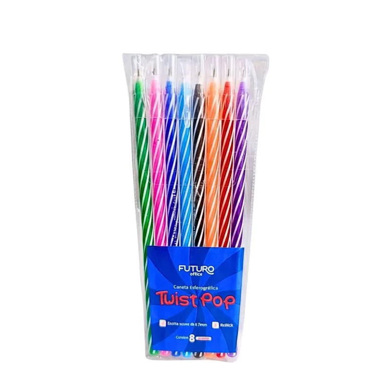 Caneta Esferografica Futuro Twist Pop Colors 0.7mm com 8 Unidades