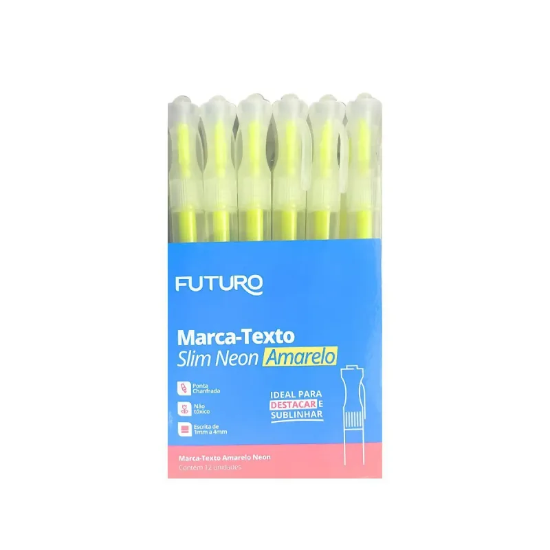 Marca Texto Slim Futuro Neon Amarelo com 12 Unidades