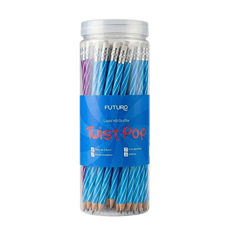 Lapis Hb Grafite Futuro Twist Pop com Borracha Coms 72 Unidades