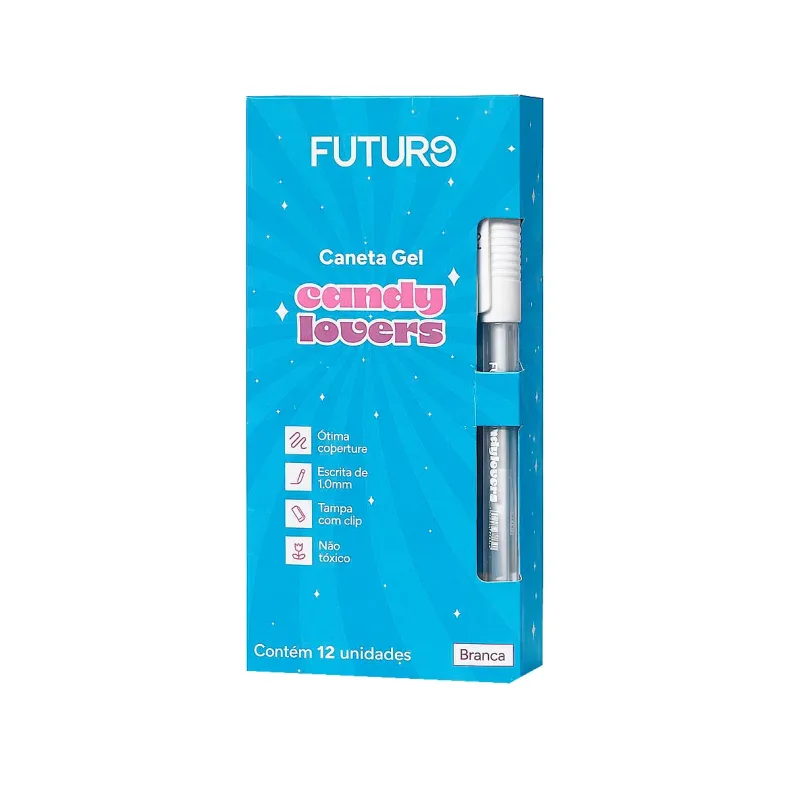 Caneta Gel Branca Futuro Candy Lovers 1.0mm com 12 Unidades
