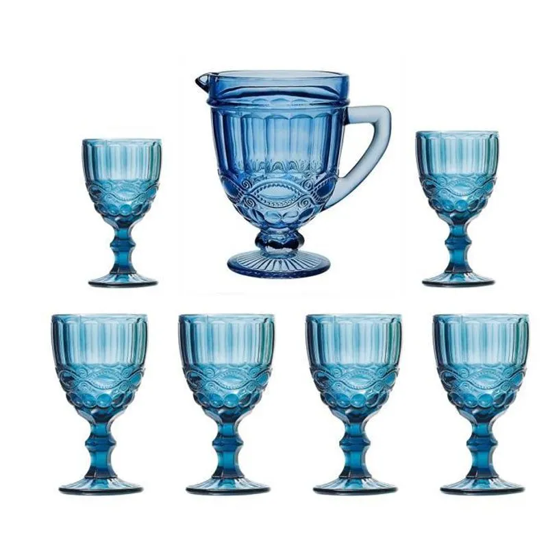 Jogo Jarra De Vidro 1l + 6 Taças 300ml