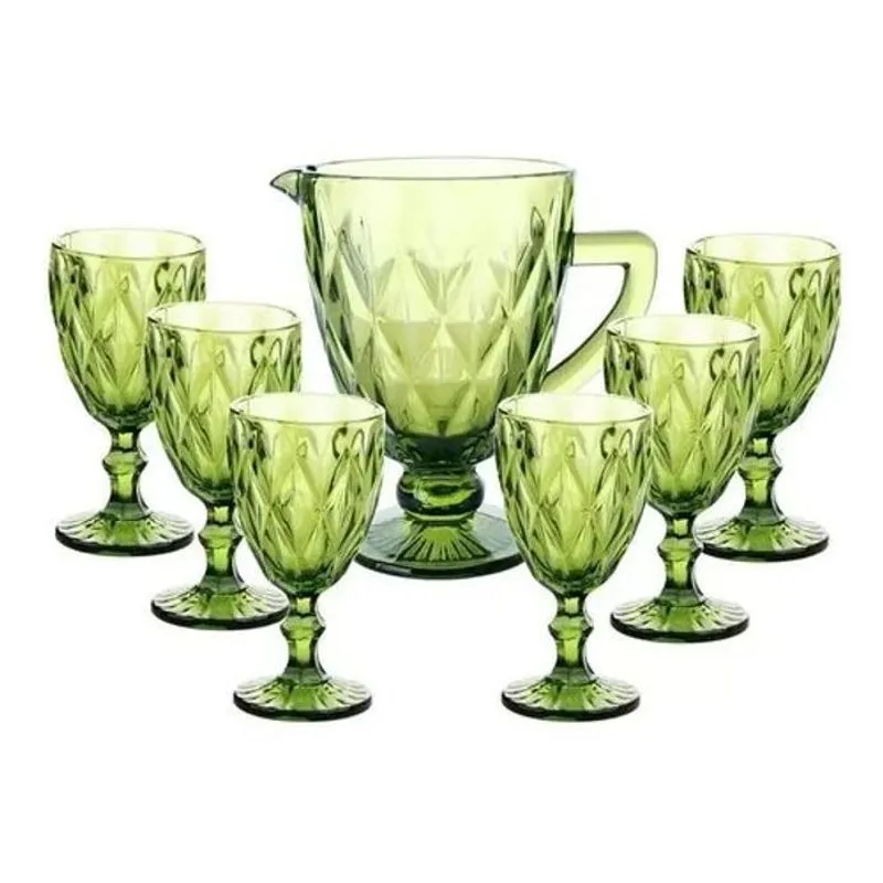 Jogo Jarra De Vidro 1l + 6 Taças 300ml