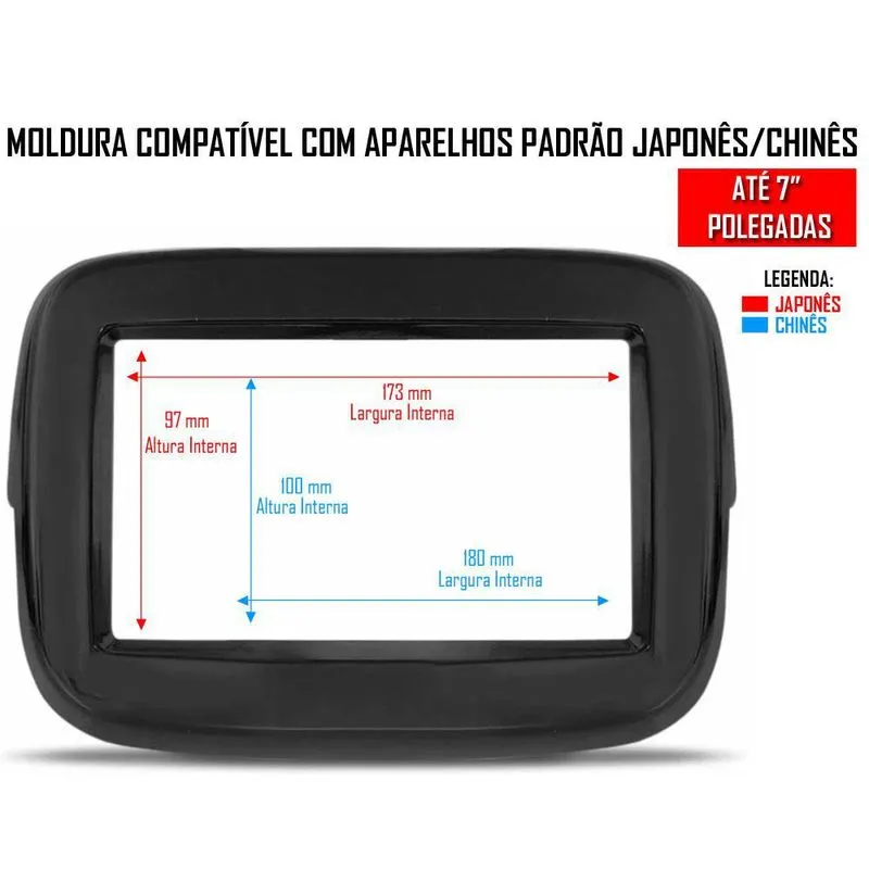 Moldura Painel 2 Din 7 Polegadas Fiat Mobi Preto