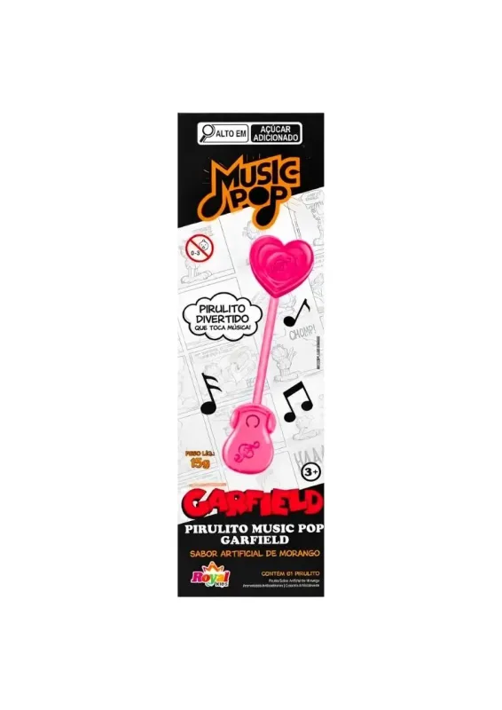 ROYAL TOYS PIRULITO MUSIC GARFIELD 15g - Pirulito musical. Origem: China