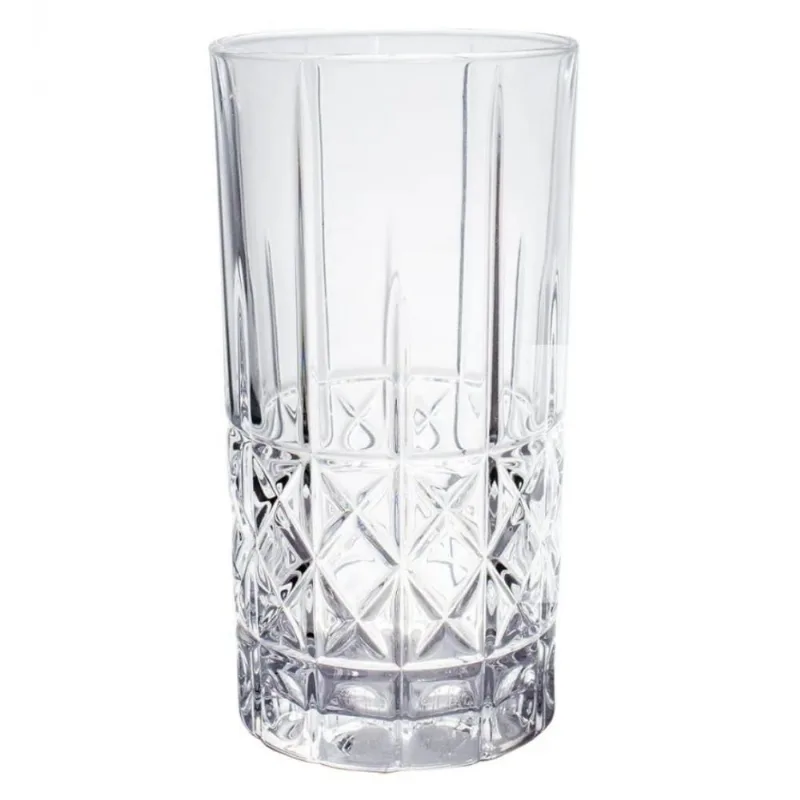 Jogo 6 Copo Long Drink Vidro Alto Relevo Koper 350 ML - Mimo