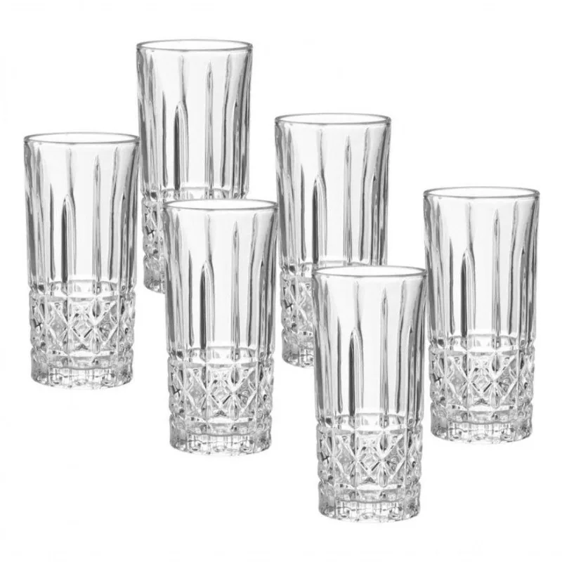 Jogo 24 Copo Long Drink Vidro Alto Relevo Luita 350ml - Mimo