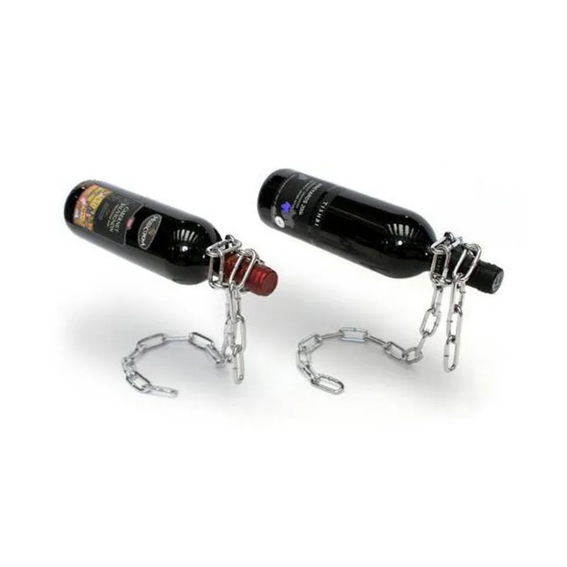 Suporte Magico Garrafa De Vinho Corrente Metal Cromada D+