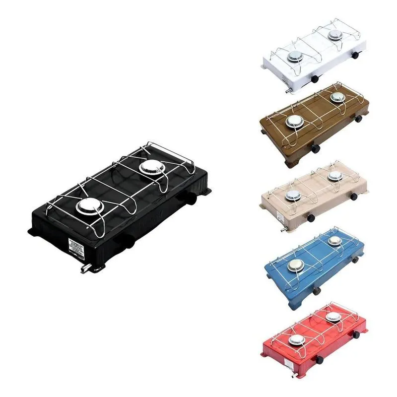 3x Fogão Portátil 2 Bocas Camping Camper Cores Variáveis