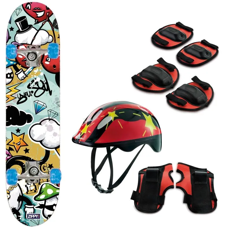 Skate Semi Profissional Kit De Proteção 8 Peças Zippy Toys