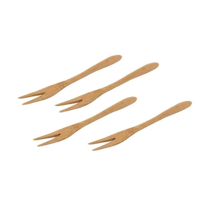 Jogo de Garfos Ecokitchen 100% Bambu para Refeições Diárias 4 Peças
