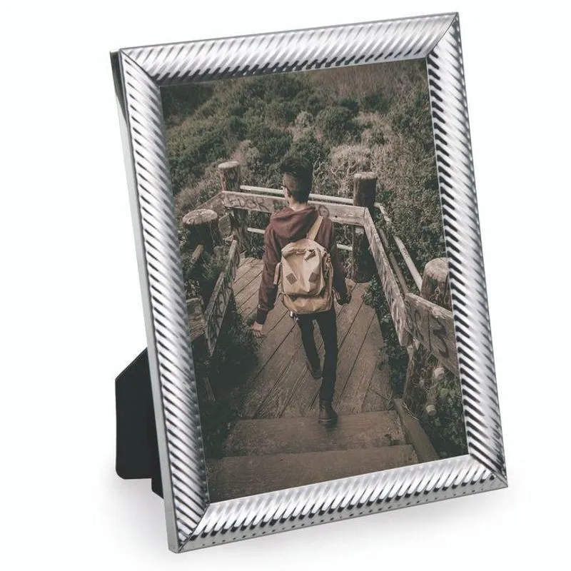 Porta Retrato Stripes Prateado 15x20 Cm - Mimo Style - Mf15g