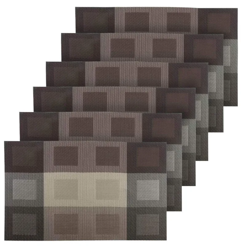 Conjunto 6 Peças Jogo Americano Mesa Posta Sousplat Squares Preto