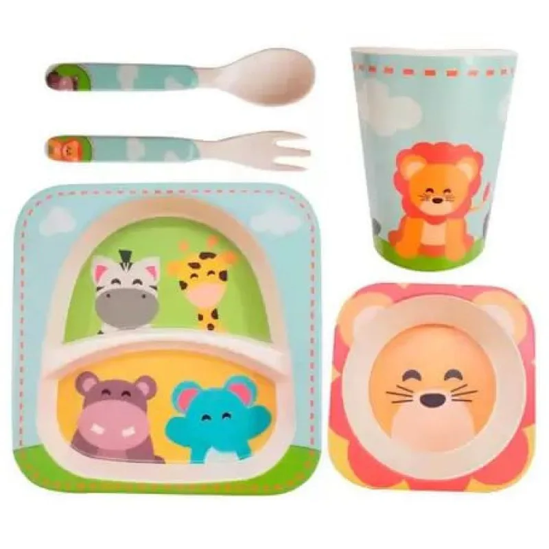 Jogo para Refeição Infantil Eco-Friendly Safari com 5 Peças - Mimo Style - BF20197
