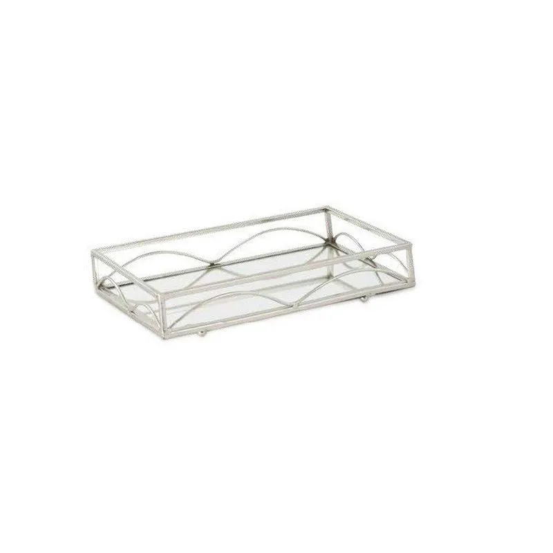Bandeja Retangular Espelhada 31 Cm X 20 Cm X 5,3 Cm Prata