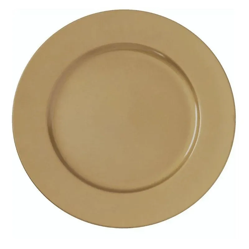 Sousplat Redondo Dourado Liso Polipropileno 33cm Prato Mesa