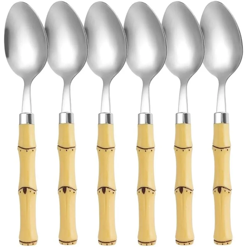 Kit Com 06 Colheres De Mesa Aço Inox Bambu Asper - Mimo