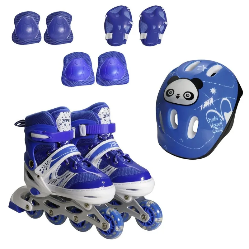Kit Patins Inline Ajustável 34/37 7780 Azul - Zippy Toys