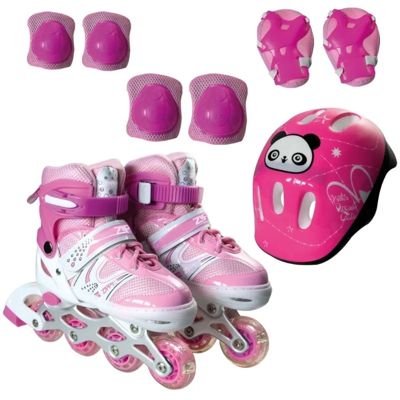 Kit Patins Inline Ajustável 34/37 7782 Rosa - Zippy Toys