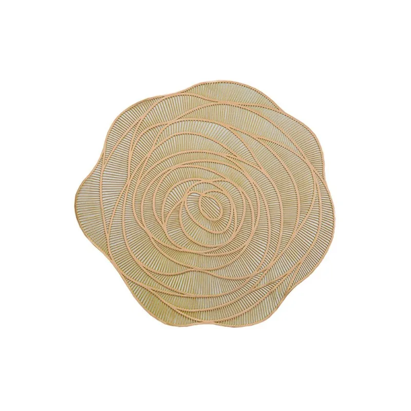 Jogo Americano 4 Lugares e Porta Copo Flor Dourado MimoStyle