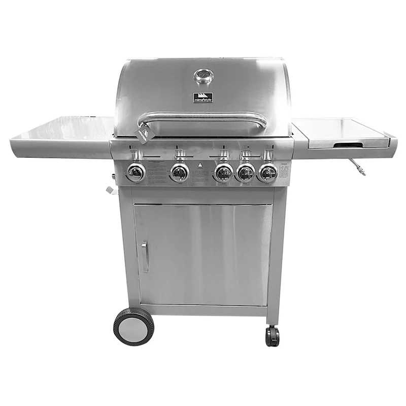 Churrasqueira a Gas de Carrinho Gourmet 4 Queimadores com 1 Queimador Lateral Inox Mimo Style INOX