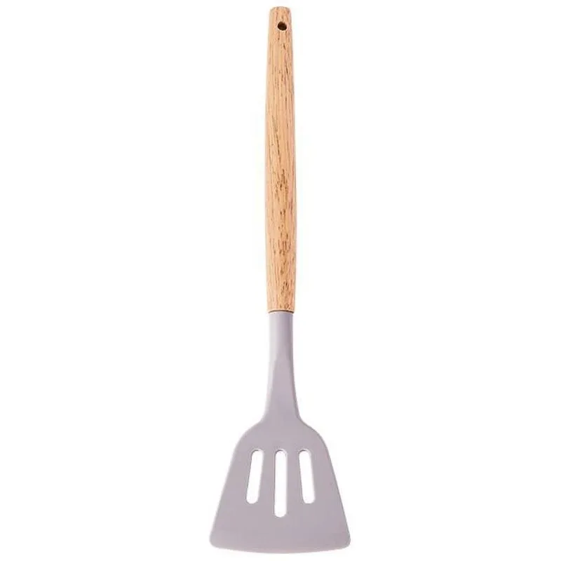 Colher Vazada Silicone Cinza Mimo Sn23327