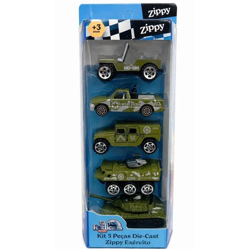 Kit Carro Exército Zippy Toys com 5 Peças