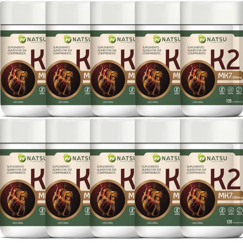 Kit Suplemento Atacado VItamina K2 mk7 10 Potes Original Natsu