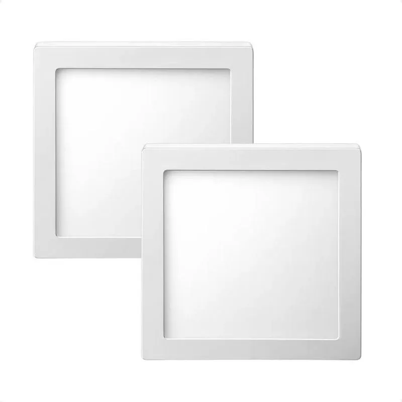 Kit 2 Painel De Led Quadrado Sobrepor 12w Bivolt Taschibra 6500k Frio