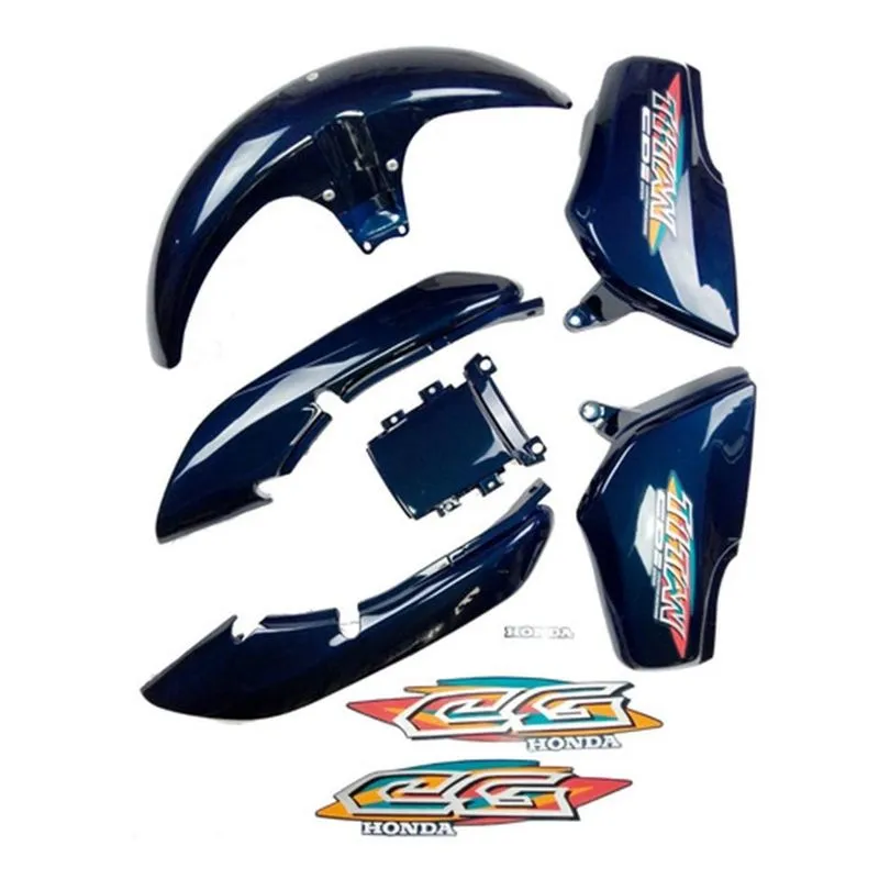 Kit Carenagem Cg Titan 125 1999 Azul Metálico Com Adesivo