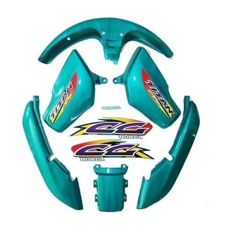 Kit Carenagem Cg Titan 125 1999/2000 Verde Com Adesivo