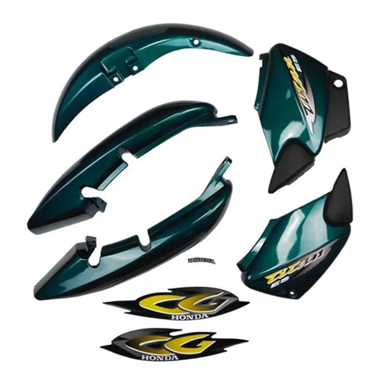 Kit Carenagem Cg Titan 125 2001 Es Verde Com Adesivo