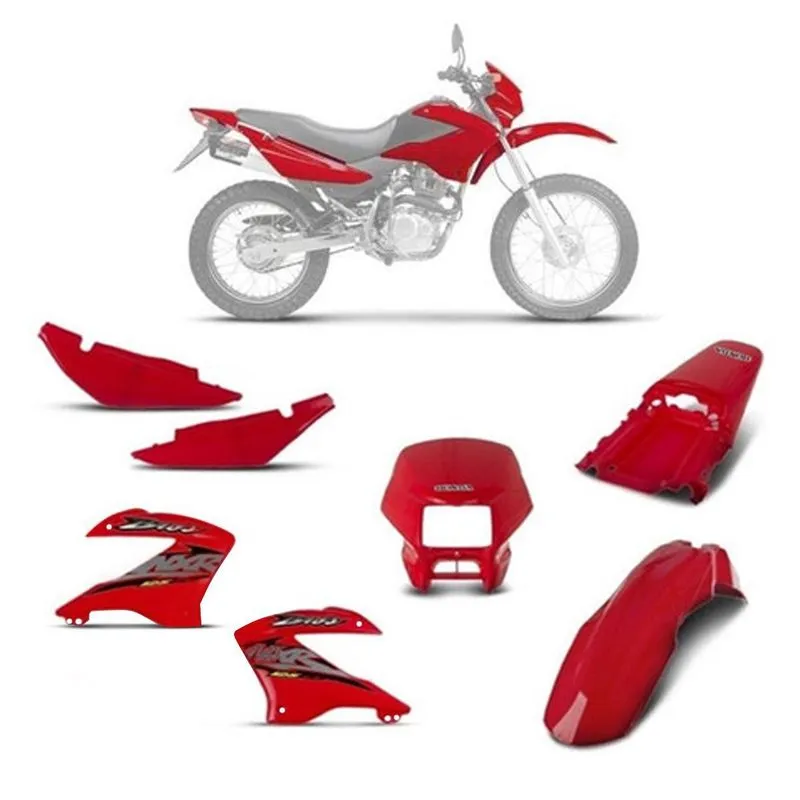 Kit Carenagem Nxr 125 Bros 2004 Es Vermelha Com Adesivos