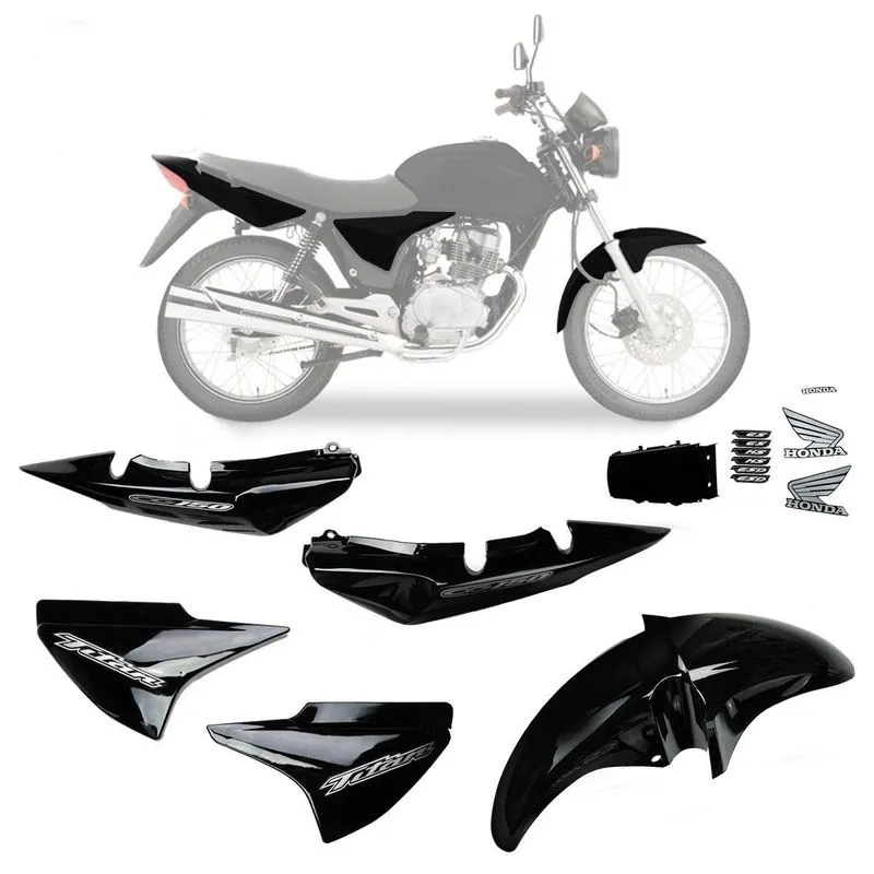 Kit Carenagem Cg Titan 150 Preta Ks Es Esd 2004 Com Adesivo
