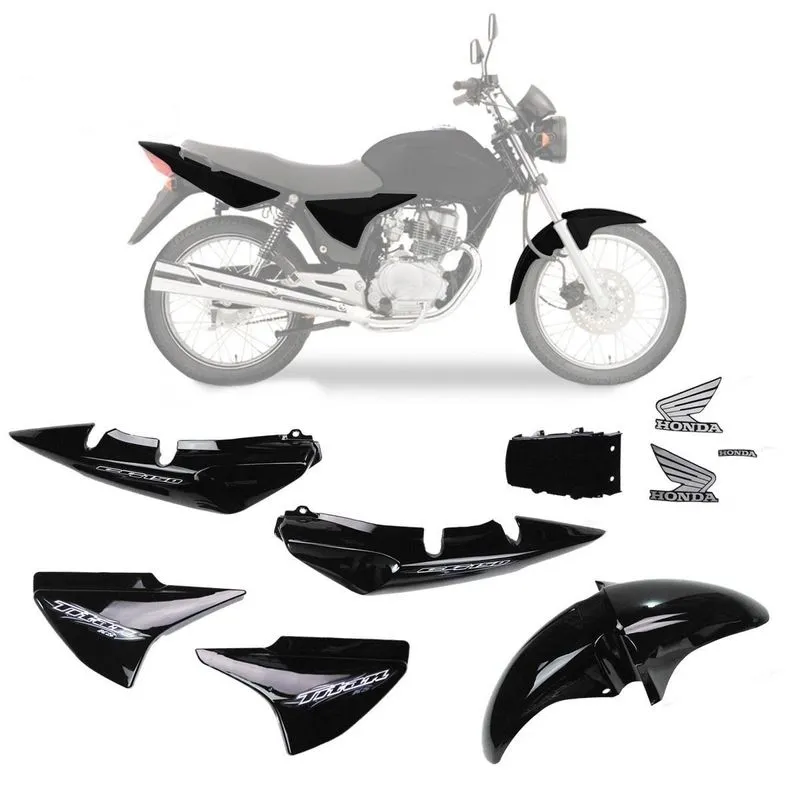 Kit Carenagem Cg Titan 150 Preta Es 2006 Com Adesivo