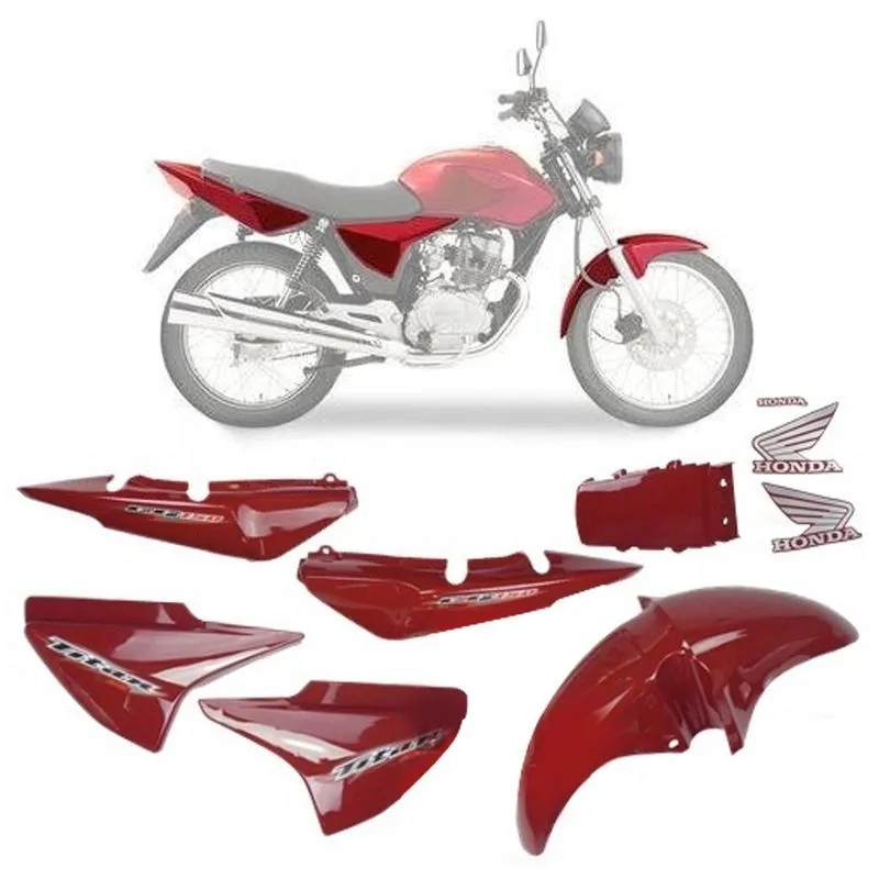 Kit Carenagem Cg Titan 150 Vermelha Esd 2006 Com Adesivo
