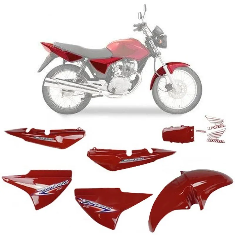 Kit Carenagem Cg Titan 150 Vermelha Es 2007 Com Adesivo
