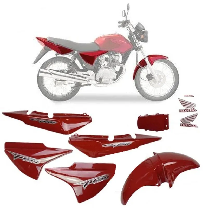 Kit Carenagem Cg Titan 150 Vermelha Ks 2008 Com Adesivo