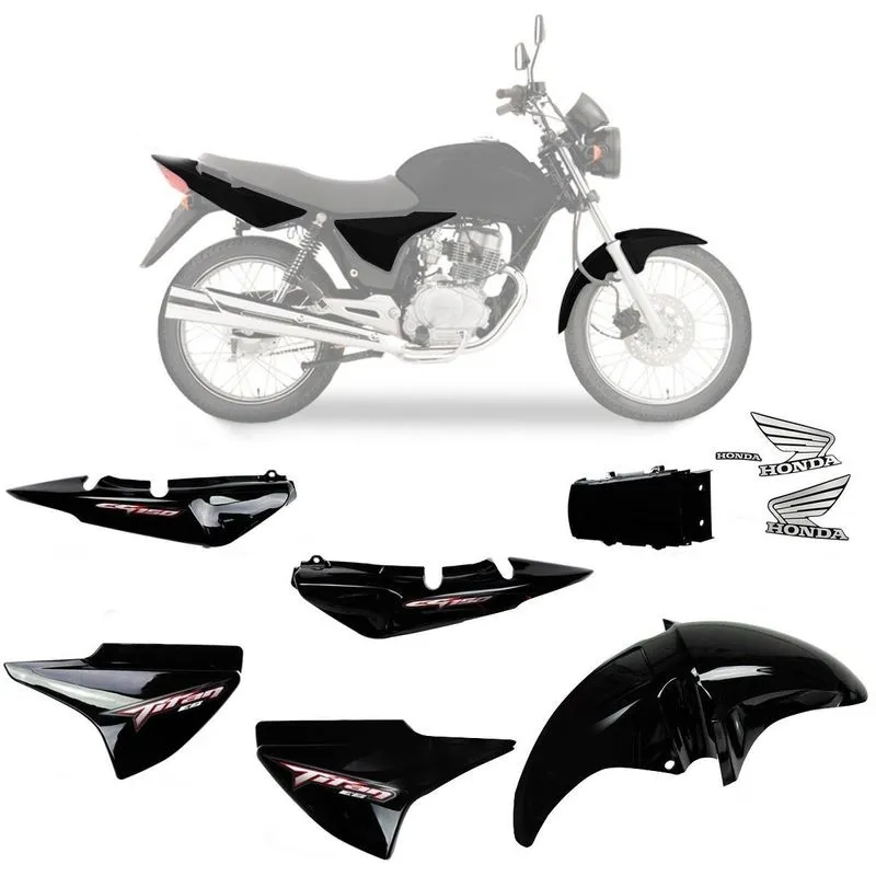 Kit Carenagem Cg Titan 150 Preta Esd 2008 Com Adesivo