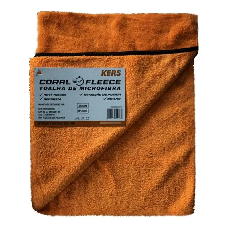 Toalha De Microfibra Coral Fleece 30x45 350gsm Laranja Kers