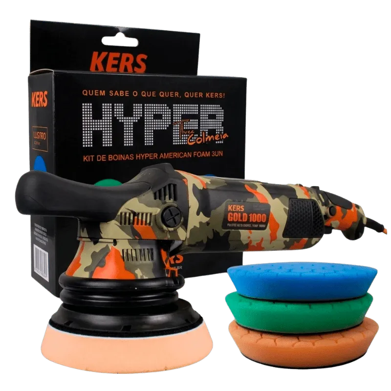 Politriz Roto Orbital Gold 1000 21mm Kers 220V + Kit 3 Boinas Hyper Kers