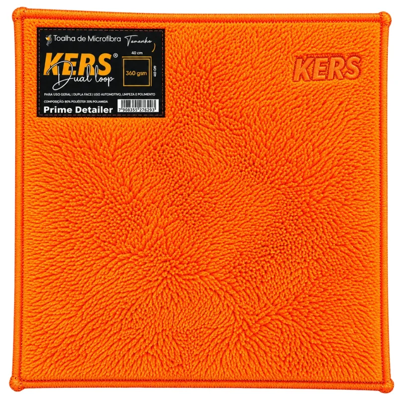 Toalha de Microfibra Kers Dual Loop Orange 40x40cm. 360GSM